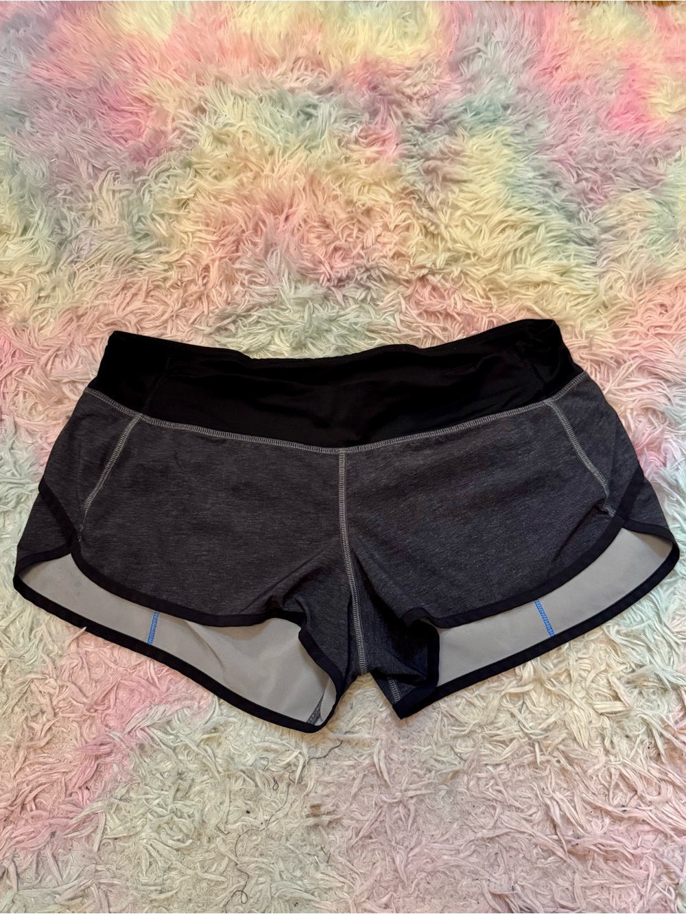 Lululemon grey, blue, black speed up shorts size 10